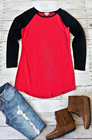 Touchdown Tunic- Black/Crimson
