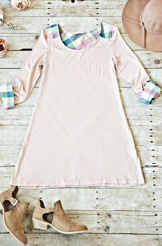 Touch Of Plaid Dress-Pink