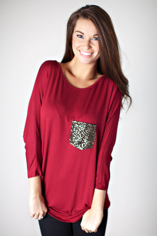 A Touch Of Sparkle Top-Red