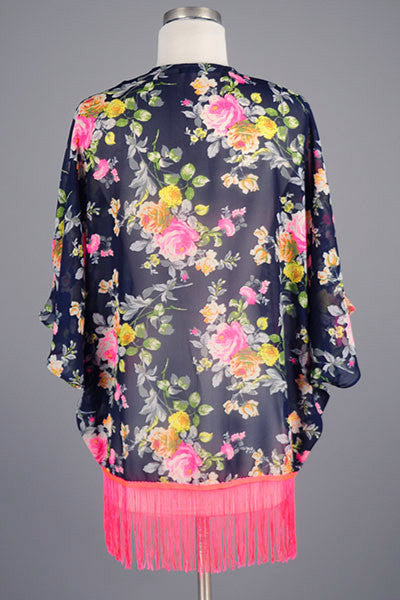 Floral Fringe Kimono