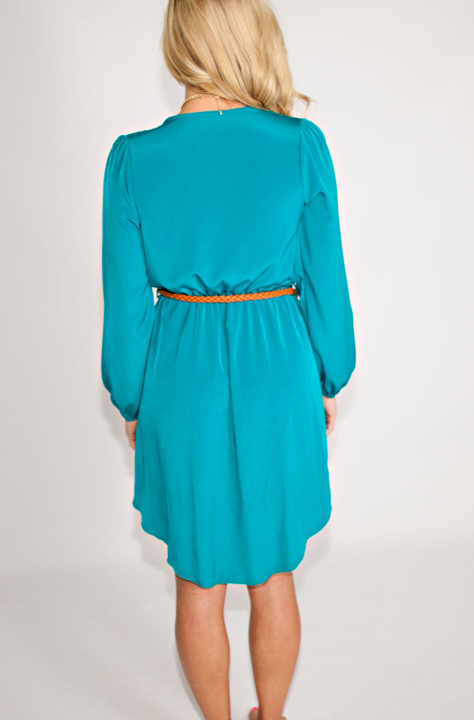 Long Sleeve Belted Dress