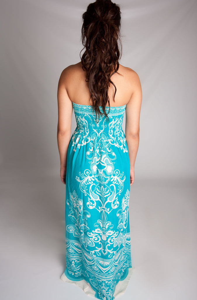 Tuscany Maxi Printed Dress In Turquoise