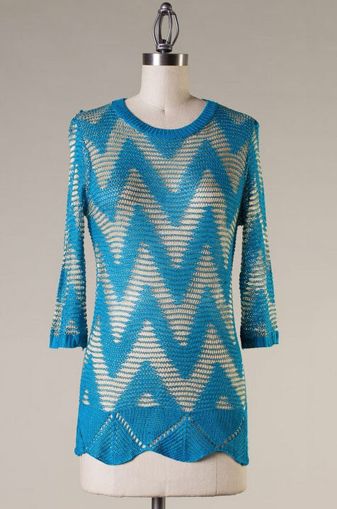Untold Zigzag Top-Blue