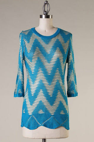 Untold Zigzag Top-Blue