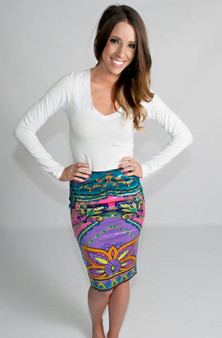 The Kaleidoscope Forest Fitted Skirt