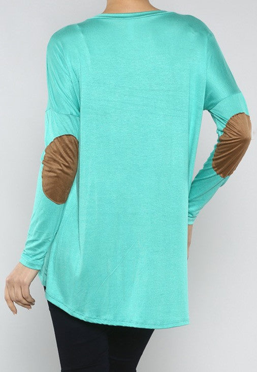 Vivian Elbow Patch Top-Mint