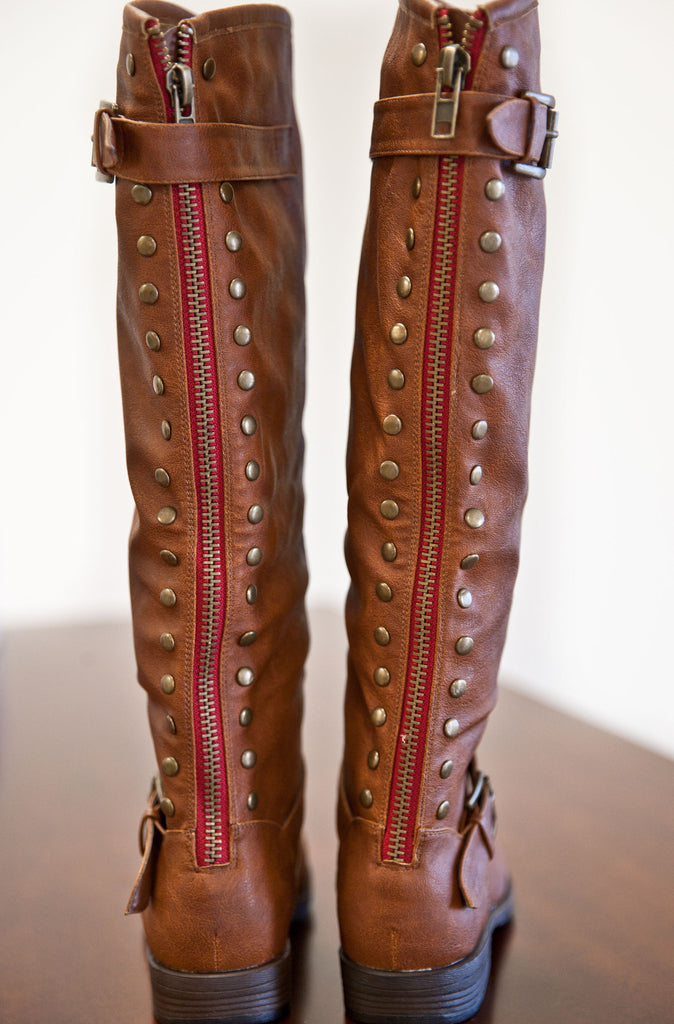 Walk This Way Boots-Cognac