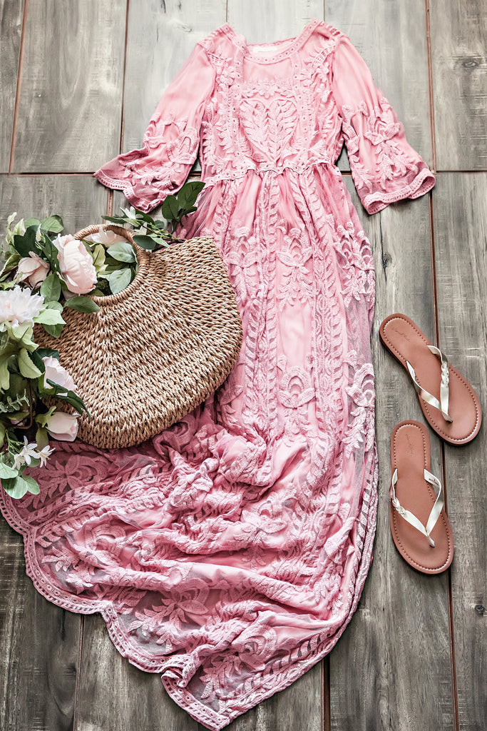 Blush Lace Maxi Dress