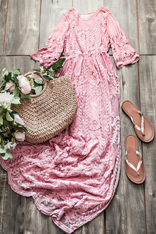 Blush Lace Maxi Dress