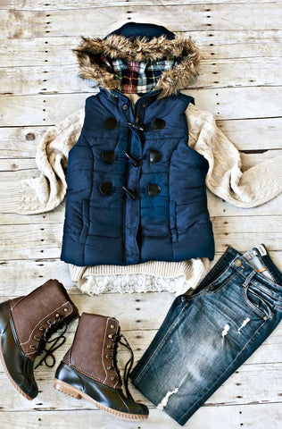 Winston Puffer Vest-Navy