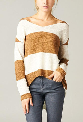 Winter's Striped Sweater-Ivory/Taupe