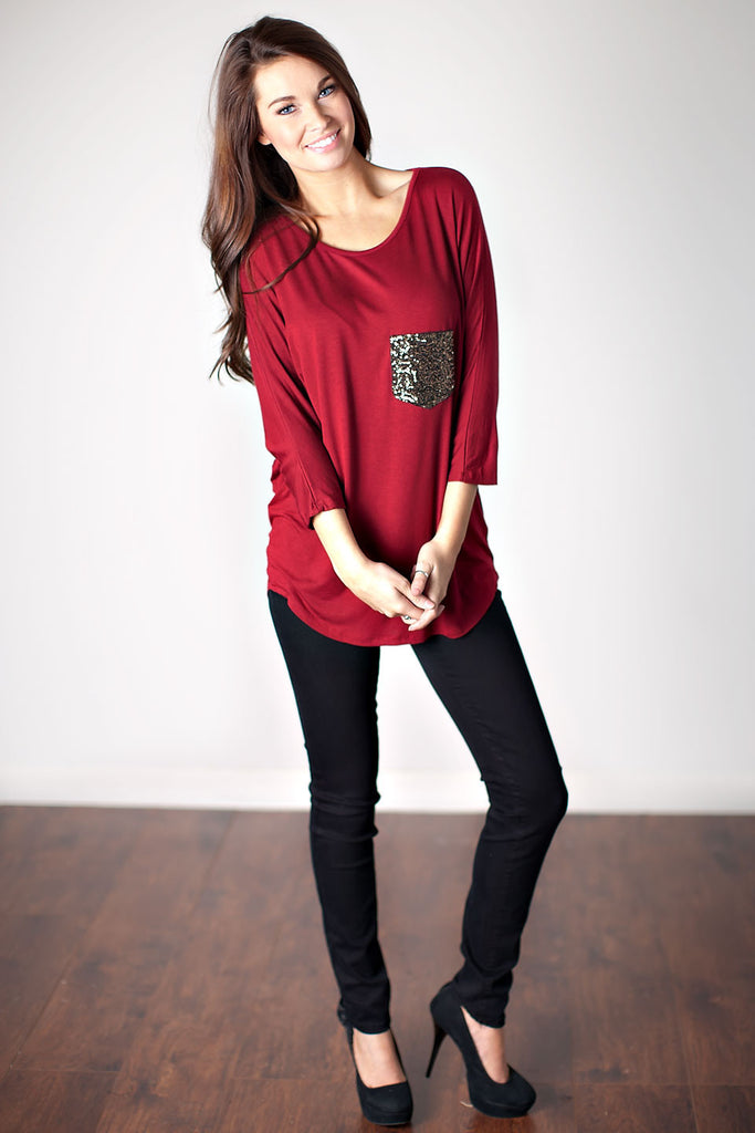 A Touch Of Sparkle Top-Red