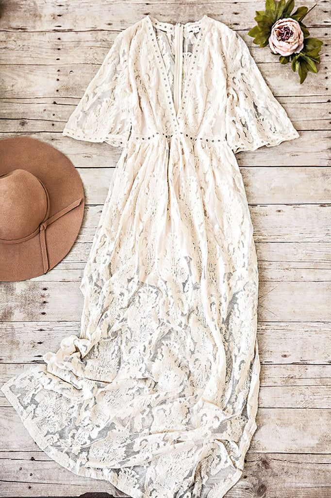 Embroidered Mesh Maxi Dress