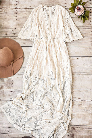 Embroidered Mesh Maxi Dress