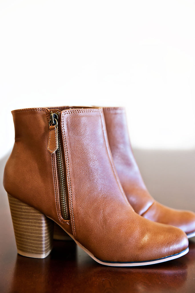 On Your Way Booties- Cognac