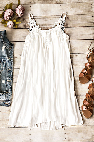 CRINKLE CROCHET DRESS-OFF WHITE